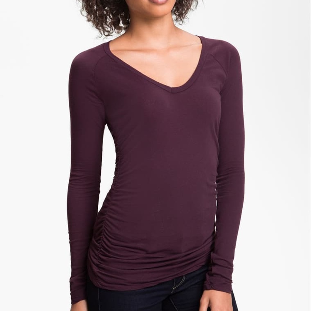 James Perse Ruched Raglan Sleeve Tee